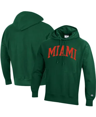 Men's Champion Green Miami Hurricanes Team Arch Reverse Weave Pullover Hoodie