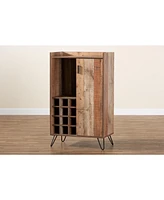 Closeout! Baxton Studio Mathis Modern and Contemporary 46.25" Finished Wood and Finished Metal Wine Storage Cabinet