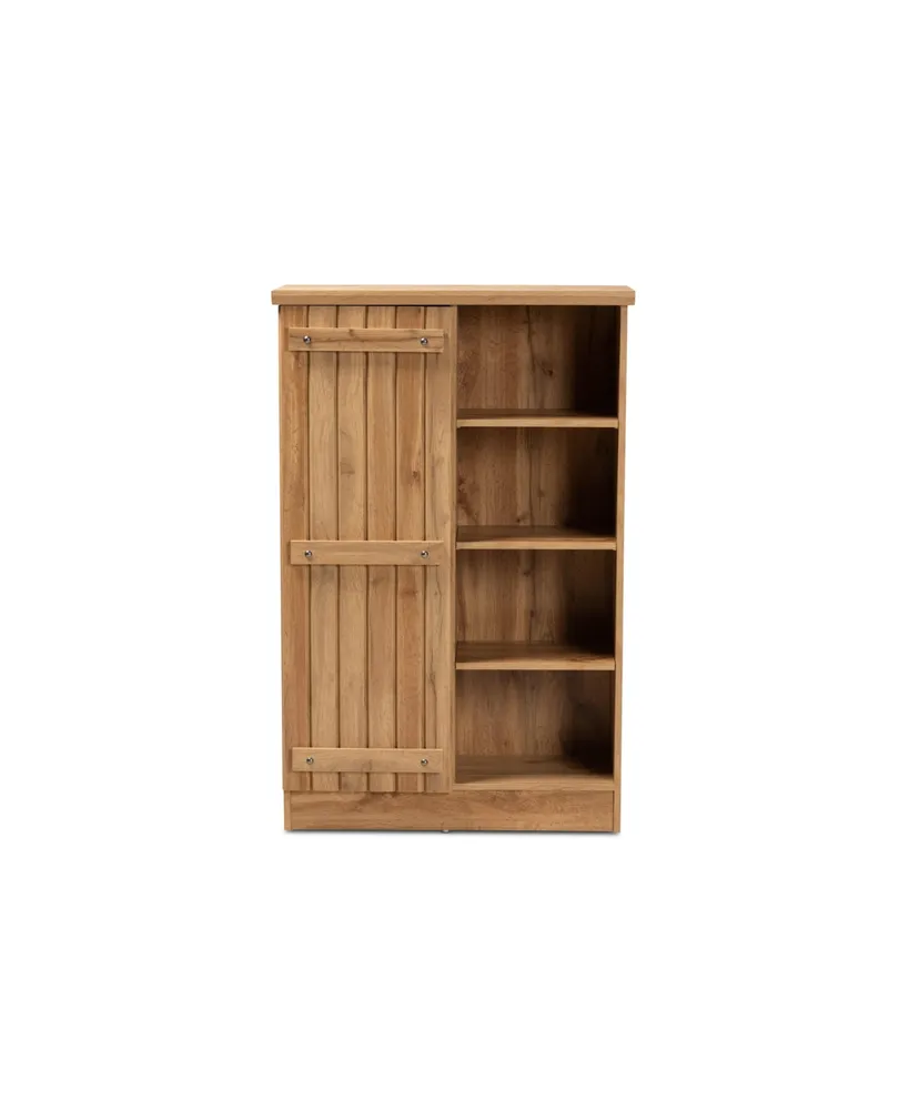Baxton Studio Eren Modern and Contemporary Farmhouse 48.5" Natural Finished Wood 1-Door Shoe Cabinet