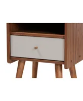 Closeout Baxton Studio Elario Mid-Century Modern 25" Two-Tone and Finished Wood 1-Drawer Nightstand