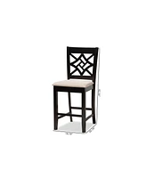 Baxton Studio Nicolette Modern and Contemporary 2-Piece Fabric Upholstered and Finished Wood Counter Stool Set