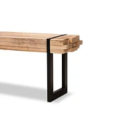 Baxton Studio Henson Rustic and Industrial 47.2" Natural Finished Wood and Finished Metal Bench