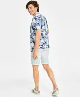 Guess Mens Tropical Print Shirt Triangle Logo Graphic T Shirt Sonny Low Rise Denim Shorts