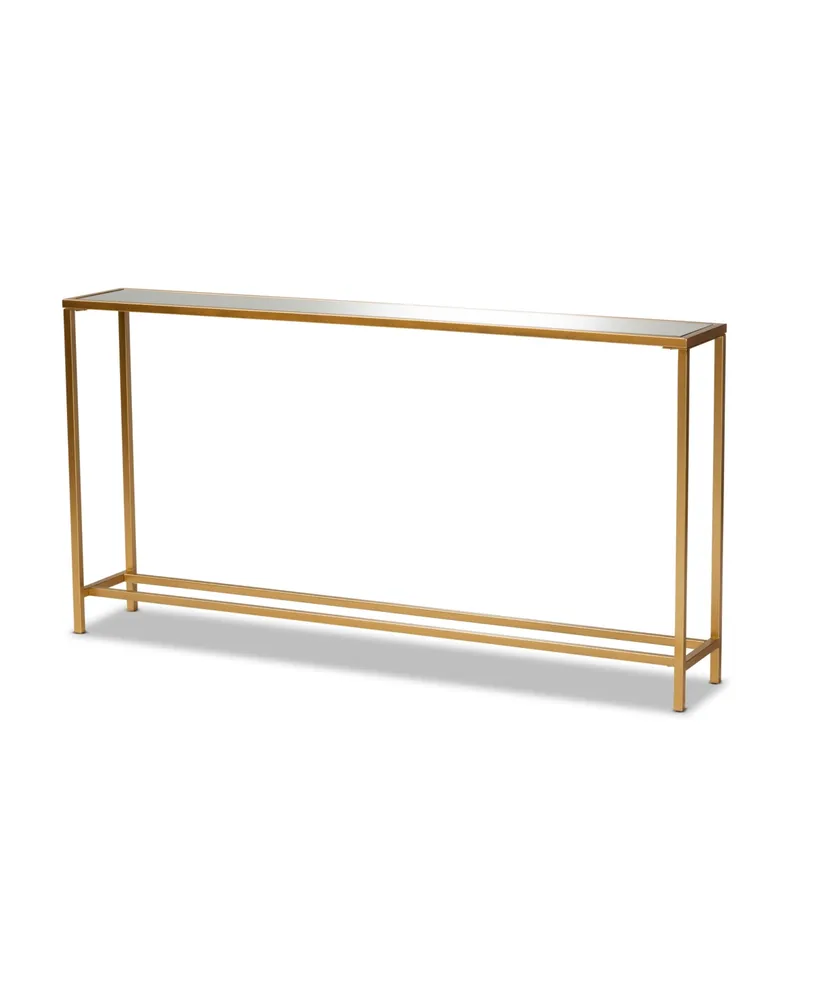 Baxton Studio Alessa Modern and Contemporary Glam 59.9" Finished Metal and Mirrored Glass Console Table - Gold