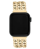 Anne Klein Women's Multi Gold-Tone Chain Alloy Metal Link Band designed for Apple Watch 42mm (Series 10) & 38/40/41mm - Gold