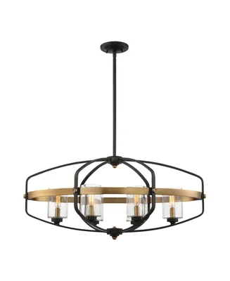 Savoy House Kirkland 6-Light Linear Chandelier in English Bronze and Warm Brass