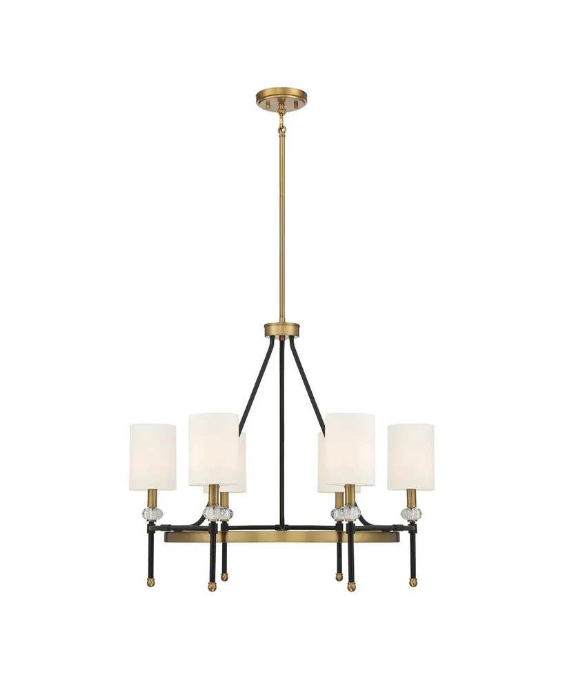 Savoy House Tivoli 6-Light Chandelier in Matte Black with Warm Brass Accents