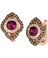 Le Vian Pomegranate Garnet (1-7/8 ct. t.w.) & Diamond (1-1/2 ct. t.w.) Leverback Earrings in 14k Rose Gold