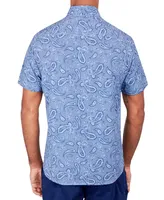 Society of Threads Men's Regular-Fit Non-Iron Performance Stretch Paisley Check-Print Button-Down Shirt