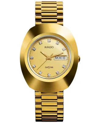 Rado Men's Swiss Original DiaStar Gold-Tone Stainless Steel Bracelet Watch 35mm