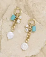 Ettika Imitation Pearl Turquoise Dangle Earrings