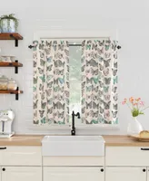 Magdalena Butterfly Print Sheer Rod Pocket Kitchen Curtain Tier Pair
