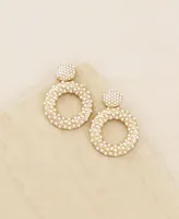 Ettika You're The Moment Imitation Pearl Earrings in 18K Gold Plating