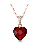 Genevive Sterling Silver Cubic Zirconia Heart shape Necklace