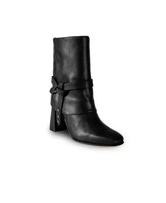 Women's Black Premium Leather Boots With Embossed Backside Nat By Bala Di Gala