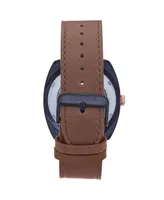 Heritor Automatic Men Gatling Leather Watch - Black/Light Brown, 44mm