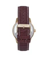 Heritor Automatic Men Davies Leather Watch - Gold/Brown, 44mm