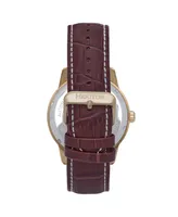 Heritor Automatic Davies Semi-Skeleton Leather-Band Watch