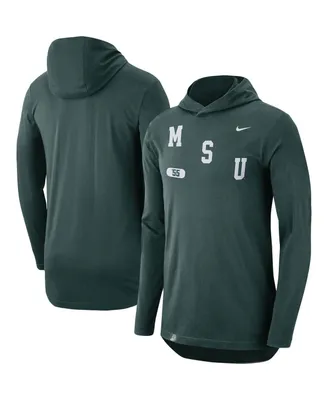 Men's Nike Green Michigan State Spartans Team Performance Long Sleeve Hoodie T-shirt