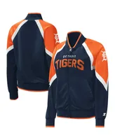 Women's Starter Navy Detroit Tigers Touchdown Raglan Full-Zip Track Jacket