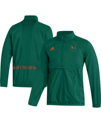 Men's adidas Green Miami Hurricanes Aeroready Half-Zip Jacket