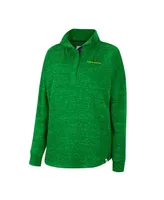 Women's Colosseum Green Oregon Ducks Natalie Speckled Quarter-Snap Top