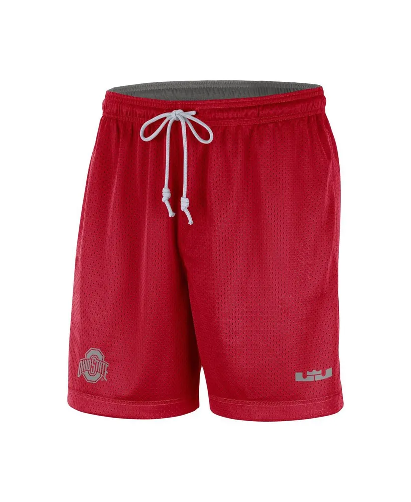 Men's Nike x LeBron James Scarlet, Gray Ohio State Buckeyes Reversible Performance Shorts