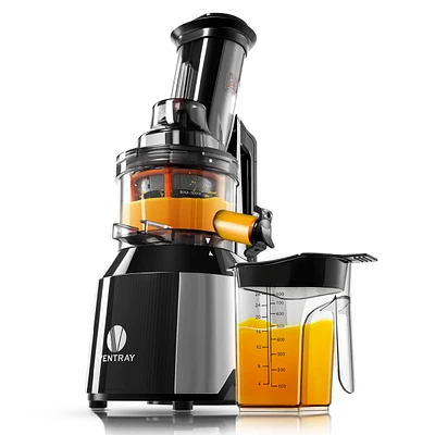 Big Feeding Mouth Masticating Juicer, Large Chute Juice Extractor for Fruit & Vegetable, Black