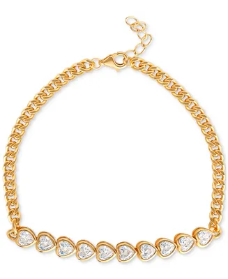 Giani Bernini Cubic Zirconia Heart Liner Cluster Link Bracelet in 18k Gold-Plated Sterling Silver, Created for Macy's