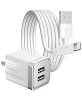 iPhone Charging Set, Including Fast Dual Port Usb Charger and 10ft Apple MFi Certified Usb to Lightning Cable