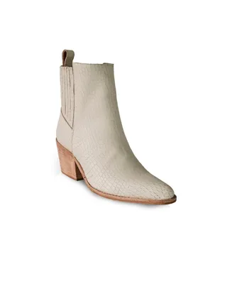 Women's Light Beige Premium Embossed Leather Ankle Boots Legacy By Bala Di Gala