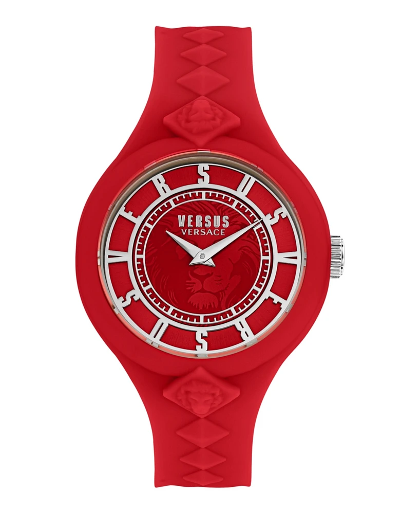 Versus Versace Women's 2 Hand Quartz Fire Island Red Silicone Watch, 39mm