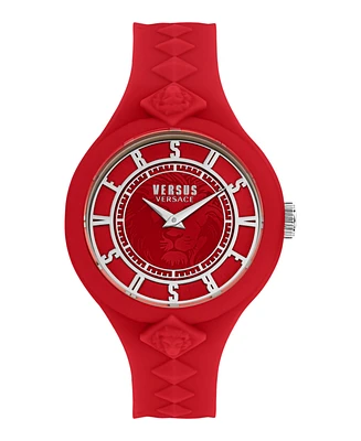 Versus Versace Women's 2 Hand Quartz Fire Island Red Silicone Watch, 39mm
