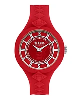 Versus Versace Women's 2 Hand Quartz Fire Island Red Silicone Watch, 39mm