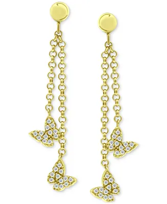 Giani Bernini Cubic Zirconia Butterfly Chain Drop Earrings in 18k Gold-Plated Sterling Silver, Created for Macy's