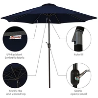 Sunbrella 9-Foot Patio Umbrella with Auto Tilt and Crank - Rust Resistant Aluminum Pole - Navy Blue