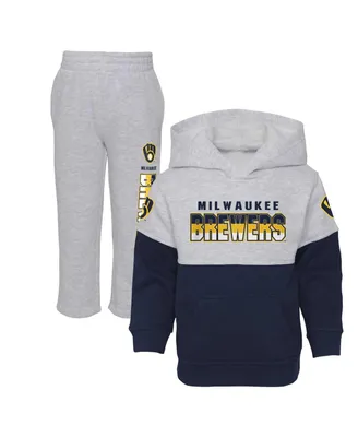Toddler Boys and Girls Navy Heather Gray Milwaukee Brewers Two-Piece Playmaker Set