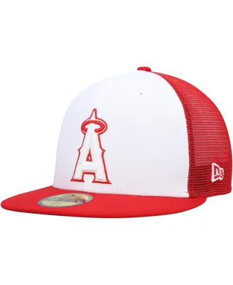 Men's New Era White, Red Los Angeles Angels 2023 On-Field Batting Practice 59FIFTY Fitted Hat