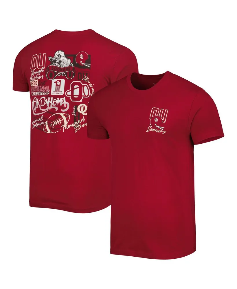 Men's Crimson Oklahoma Sooners Vintage-Inspired Through the Years Two-Hit T-shirt