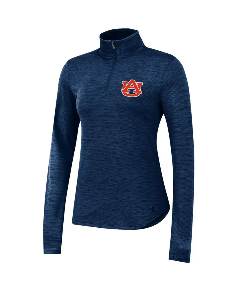 Women's Under Armour Navy Auburn Tigers Vent Space-Dye Performance Quarter-Zip Jacket