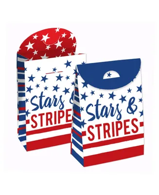 Stars & Stripes Patriotic Gift Favor Bags Party Goodie Boxes 12 Ct - Assorted Pre