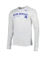 Men's Nike White Duke Blue Devils Team Practice Performance Long Sleeve T-shirt