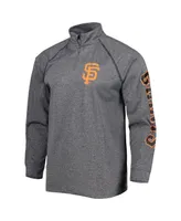 Men's Stitches Heather Gray San Francisco Giants Wordmark Raglan Quarter-Zip Top