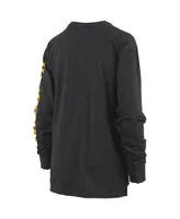 Women's Pressbox Heathered Black Iowa Hawkeyes Two-Hit Canyon Long Sleeve T-shirt