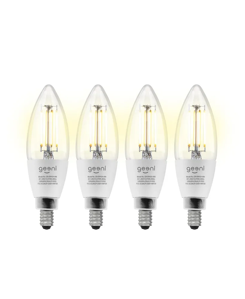 Geeni Lux Edison B11 Filament WiFi Led Smart Bulb, B11 Candelabra, 4W, E12 Base, Dimmable, White Light, Compatible with Amazon Alexa & Google Home