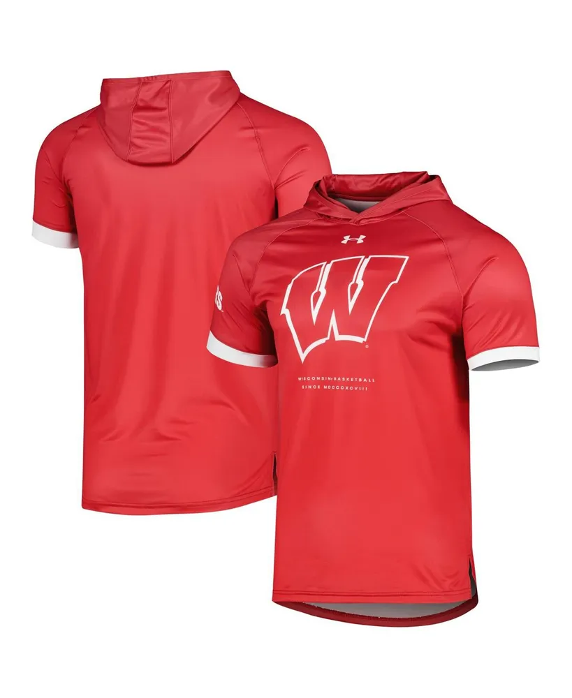 Men's Under Armour Red Wisconsin Badgers On-Court Raglan Hoodie T-shirt