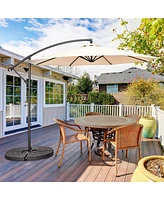 10 Ft Patio Offset Umbrella w/8 Ribs Cross Base Tilt