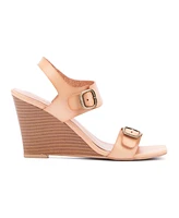 Velma Women's 2 Band Buckle Wedge Sandals