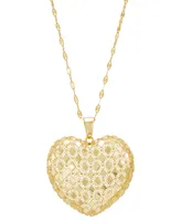 Italian Gold Openwork Heart 18" Pendant Necklace in 10k Gold