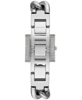 Michael Kors Women's Mk Chain Lock Quartz Three-Hand Silver-Tone Stainless Steel Watch 25mm